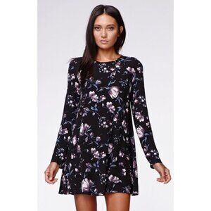 Floral Babydoll Dress Y2k Style in Black and Blue XS
